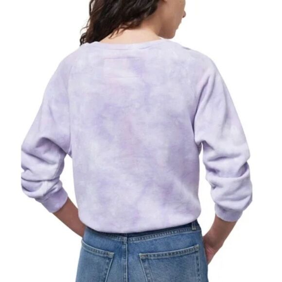 Nili Lotan Classic Crew Neck T Light Lavender Crop Tie Dye Sweatshirt Essential - Picture 2 of 7